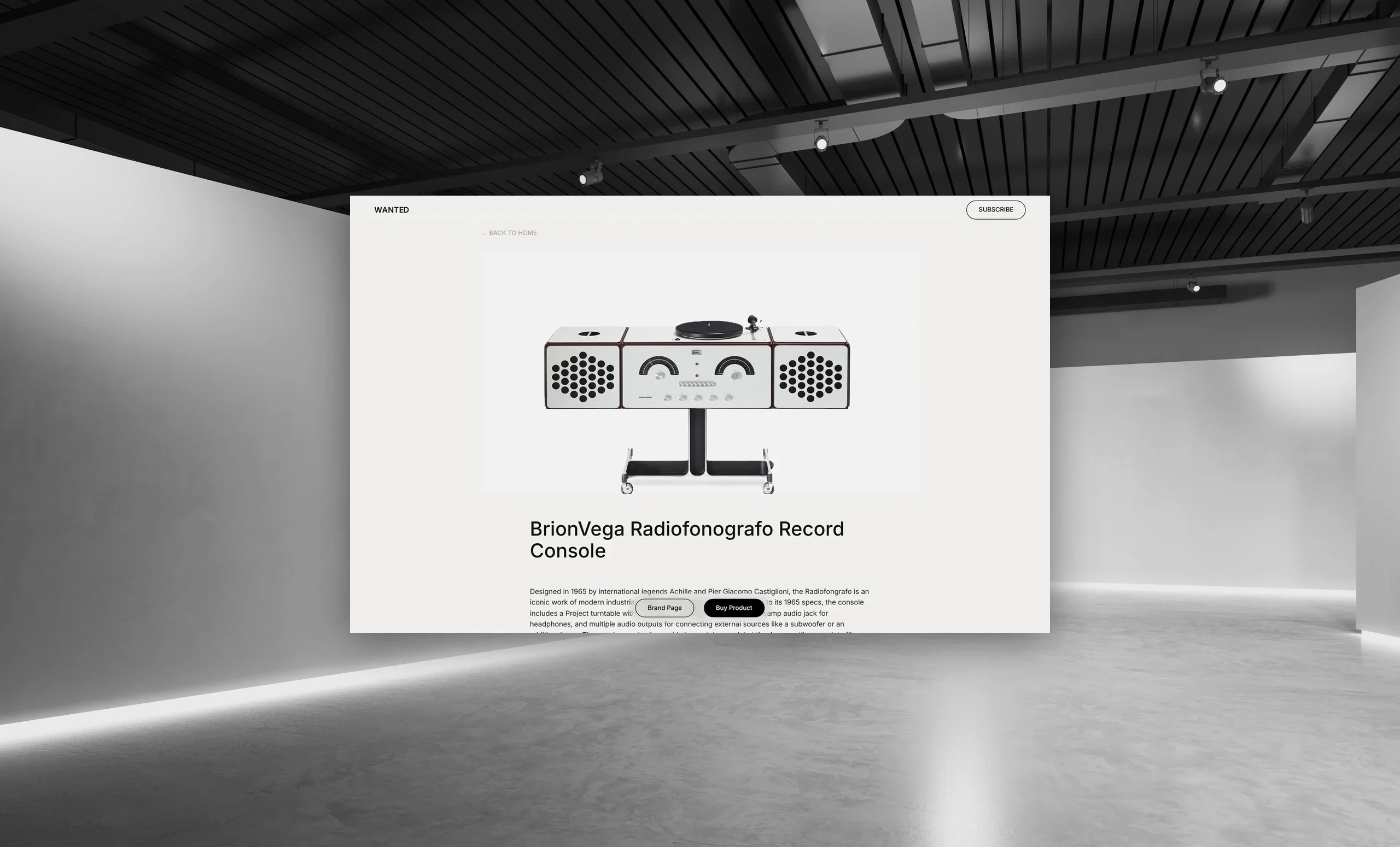 WANTED article page for the BrionVega Radiofonografo record console